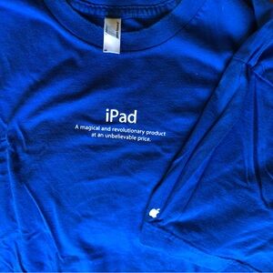 Apple American Apparel Size M Blue Staff iPad release t-shirt 100% combed cotton